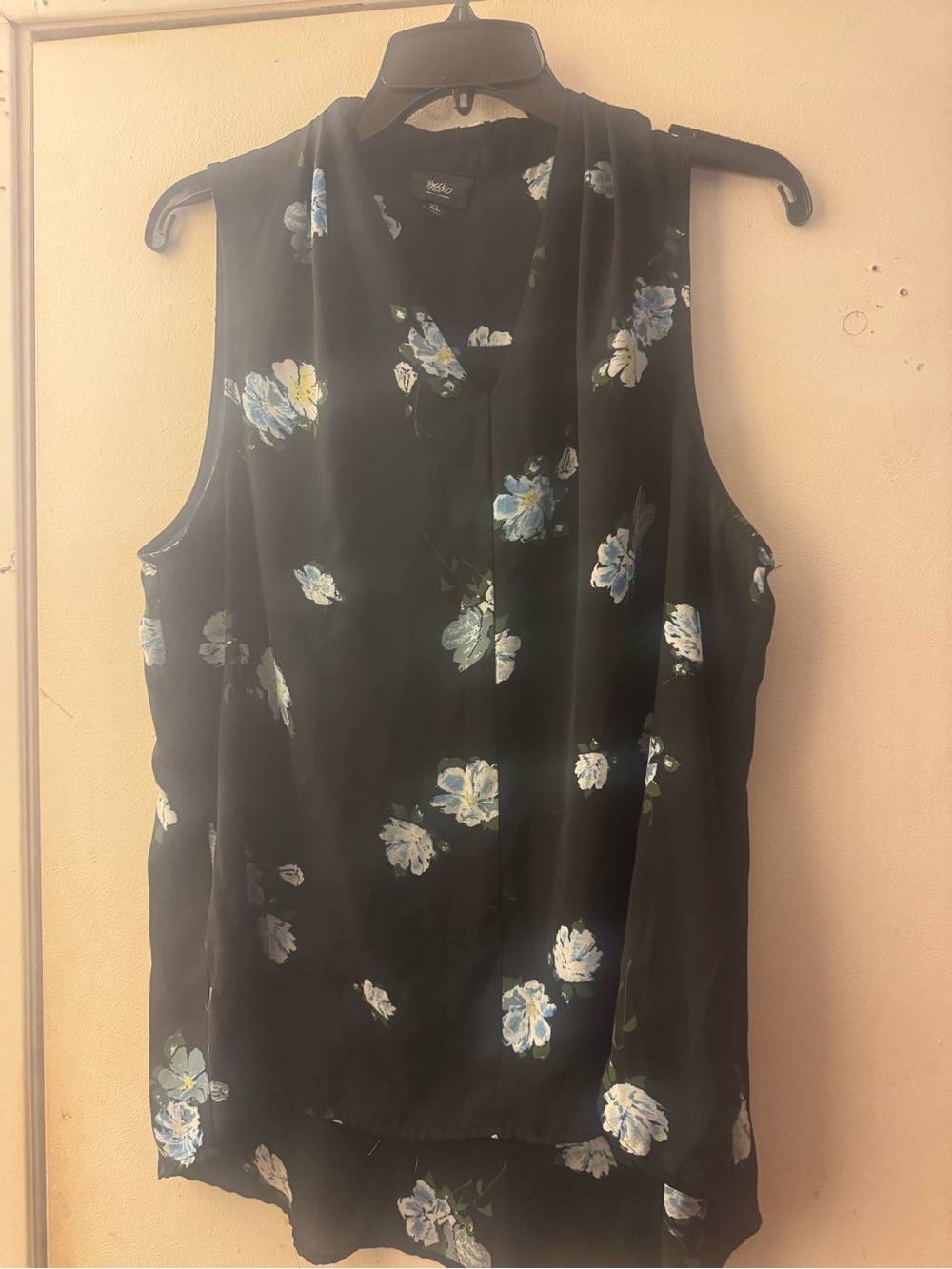 Sleeveless Black Floral Blouse - Lightweight Layered Top